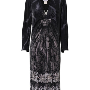 Roberto Cavalli Black Floral Viscose Sheath Midi Dress