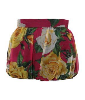Dolce & Gabbana Red Floral High Waist Women Hot Pants Shorts