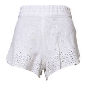 Dolce & Gabbana White Linen High Waisted Hot Pants Shorts