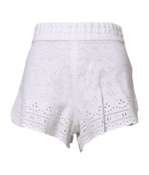 Dolce & Gabbana White Linen High Waisted Hot Pants Shorts