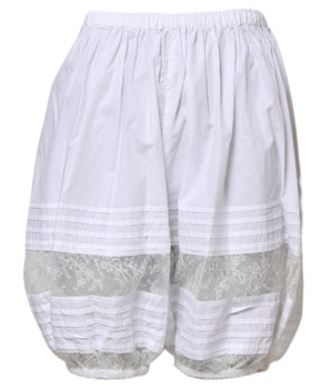 Dolce & Gabbana White Lace Paneled Cotton High Waisted Shorts