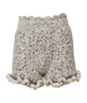 Dolce & Gabbana Metallic Bouclé Knit Cashmere Ruffled Shorts