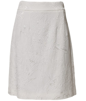 Dolce & Gabbana White Floral Brocade A-line High Waist Skirt