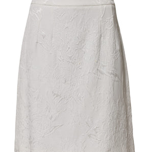 Dolce & Gabbana White Floral Brocade A-line High Waist Skirt