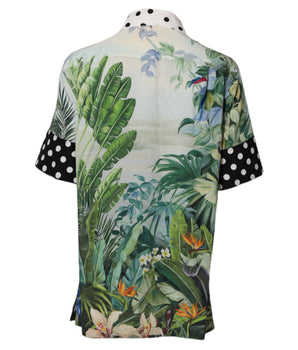 Dolce & Gabbana Multicolor Printed Silk Collared Shirt Top