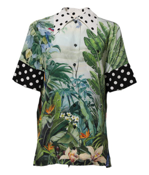 Dolce & Gabbana Multicolor Printed Silk Collared Shirt Top