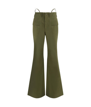 R13 Green Cotton Flared Pants