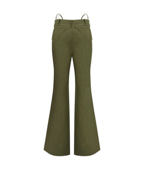 R13 Green Cotton Flared Pants