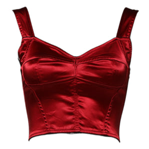 Dolce & Gabbana Red Bustier Sleeveless Corset Cropped Top