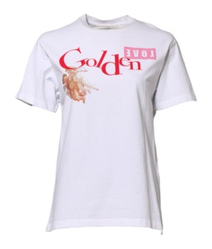 Golden Goose White Printed Round Neck T-shirt