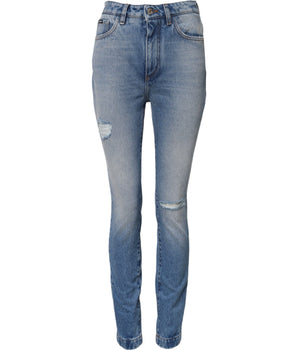 Dolce & Gabbana Blue Washed Skinny High Waist Denim Jeans