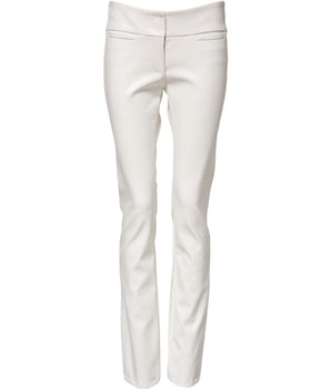 Dolce & Gabbana White Polyurethane High Waist Tapered Pants