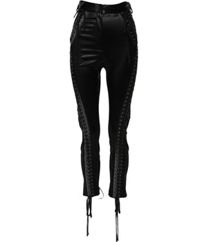 Dolce & Gabbana Black Lace Details High Waist Skinny Pants