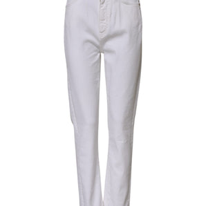 Dolce & Gabbana White Cotton High Waist Straight Denim Jeans