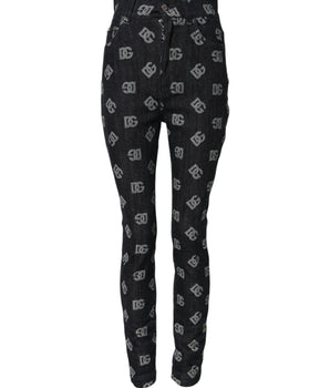Dolce & Gabbana Black DG Logo High Waist Skinny Denim Jeans