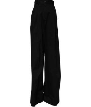 Dolce & Gabbana Black Cotton HighWaist Wide Leg Pants