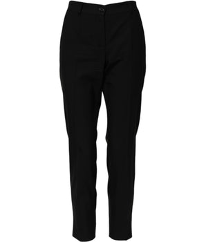 Dolce & Gabbana Black Wool High Waist Tapered Pants
