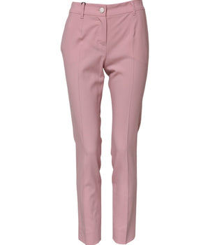Dolce & Gabbana Pink Wool High Waist Tapered Pants