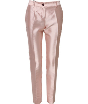 Dolce & Gabbana Pink Satin High Waist Tapered Pants