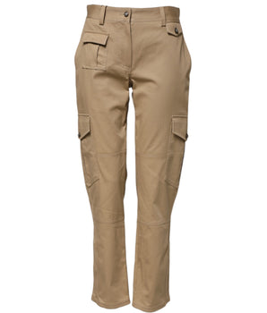 Dolce & Gabbana Beige Mid Waist Cargo Tapered Pants