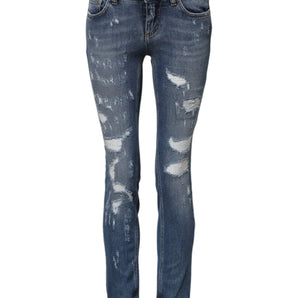 Dolce & Gabbana Blue PRETTY Tattered Skinny Denim Jeans