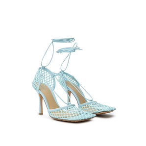 Bottega Veneta Blue Fabric And Leather Sandal