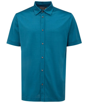 Canali Blue Cotton Shortsleeve Shirt