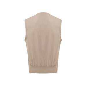 Gran Sasso Beige Cotton Sleveless Jacket