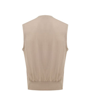 Gran Sasso Beige Cotton Sleveless Jacket