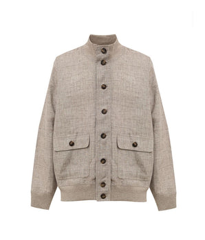Gran Sasso Beige Linen Biker Jacket