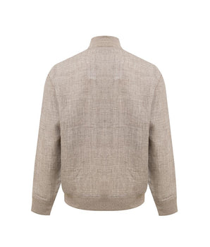 Gran Sasso Beige Linen Biker Jacket