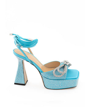 MACH & MACH Blue Leather Platform Sandals