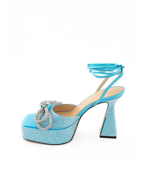 MACH & MACH Blue Leather Platform Sandals