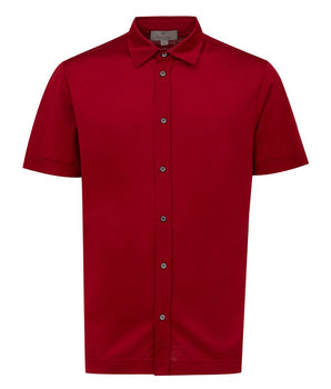 Canali Red Cotton Shortsleeve Shirt