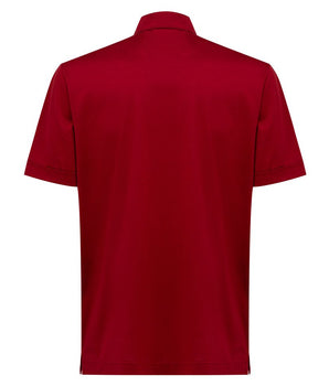 Canali Red Cotton Shortsleeve Shirt