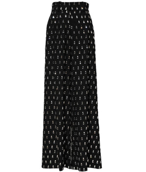 Dolce & Gabbana Black Crystal Embellished Wide Leg Pants