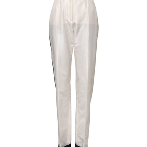 Dolce & Gabbana White High Waist Straight Dress Trouser Pants