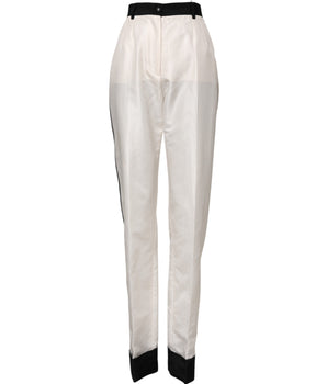 Dolce & Gabbana White High Waist Straight Dress Trouser Pants