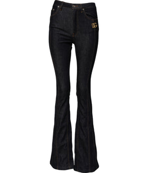 Dolce & Gabbana Black Cotton Mid Waist Bootcut Denim Jeans