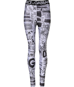 Dolce & Gabbana White Graphic HighWaist Skinny Leggings Pants