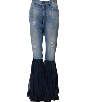Dolce & Gabbana Blue Cotton High Waist Flared Denim Jeans