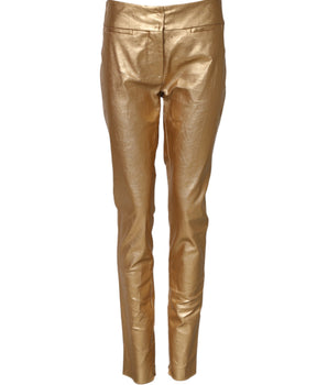 Dolce & Gabbana Metallic Gold High Waist Skinny Trouser Pants