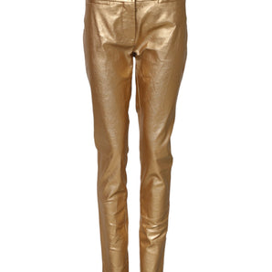 Dolce & Gabbana Metallic Gold High Waist Skinny Trouser Pants