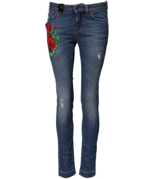 Dolce & Gabbana Blue Cotton Mid Waist Skinny Denim Jeans