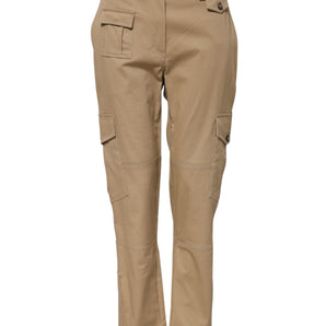 Dolce & Gabbana Beige Mid Waist Cargo Tapered Pants
