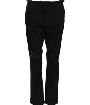 Dolce & Gabbana Black Cotton Mid Waist Flared Denim Jeans