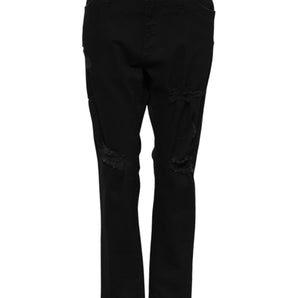 Dolce & Gabbana Black Cotton Mid Waist Flared Denim Jeans