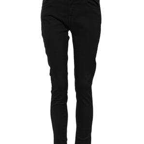 Dolce & Gabbana Black Cotton Skinny Mid Waist Denim Jeans