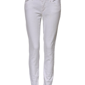 Dolce & Gabbana White Cotton Low Waist Skinny Denim Jeans