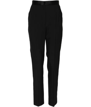 Dolce & Gabbana Black Wool Tapered High Waist Pants